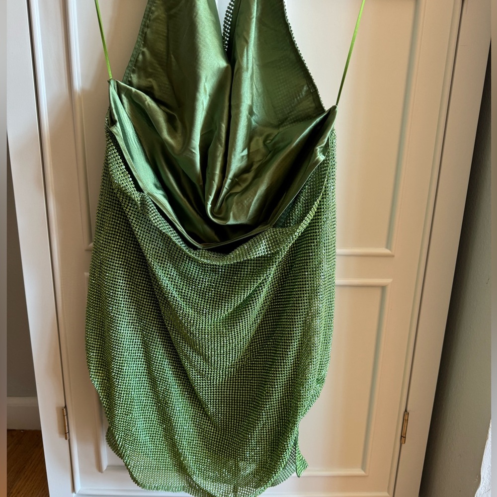 Meshki Meilani Dress-green chainmail dress for going out or special occasions